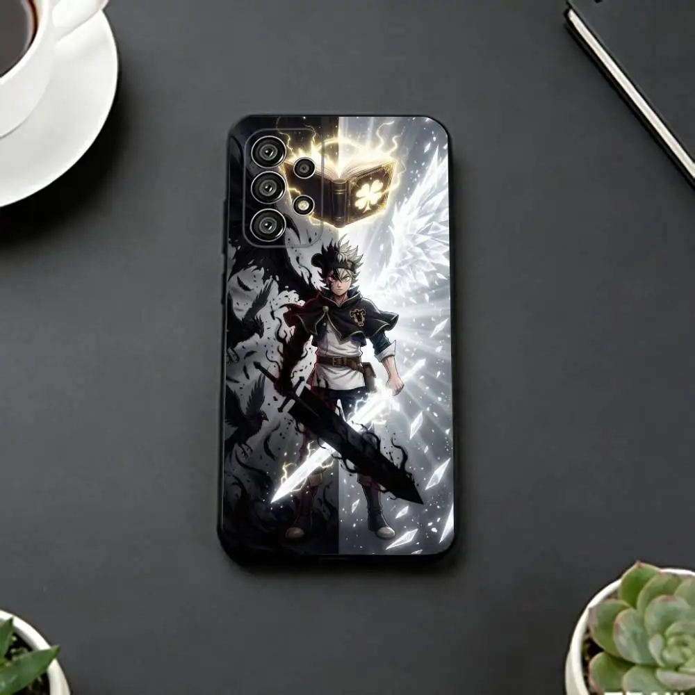 B-Black C-Clover Asta Phone Case For Samsung S25,S24,S21,S22,S23,S30,Ultra,S20,Plus,Fe,Lite,Note,10,Black Cover