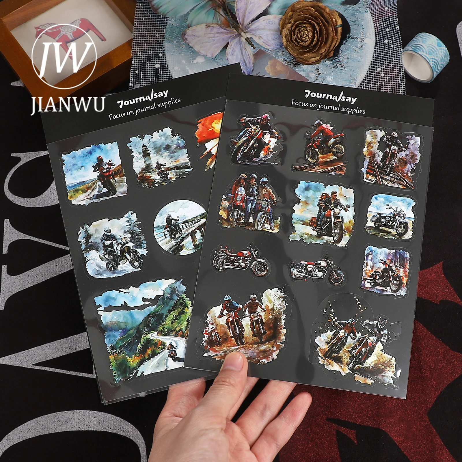 JIANWU 2 листа винтажный дорожный байкерский персонаж пейзажный материал коллаж наклейка для домашних животных креативный DIY журнал канцелярские принадлежности для скрапбукинга