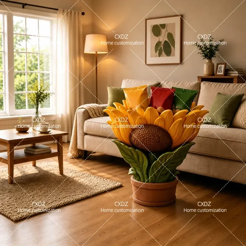 Sunflower Home Living Room Entrance Sofa Next to Room Bedroom Snack Shelf Floor Decoration House Ornament