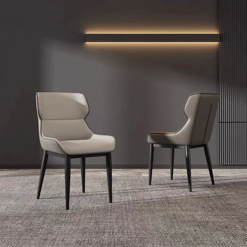 

Minimalist Luxury Dining Chairs Black Upholstered Seat PU Leather Chair for Dining Room Kitchen Study Room Bedroom Set of 2