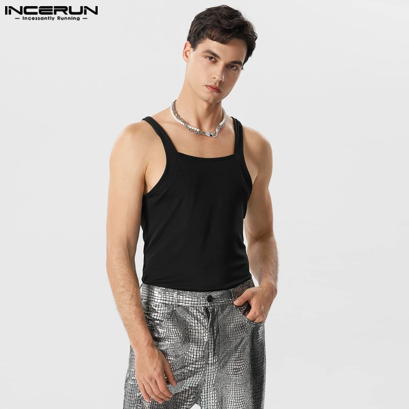 2023 Men Tank Tops Solid Color O-neck Sleeveless Fashion Vests Men Summer Streetwear Skinny Casual Men Clothing S-5XL INCERUN