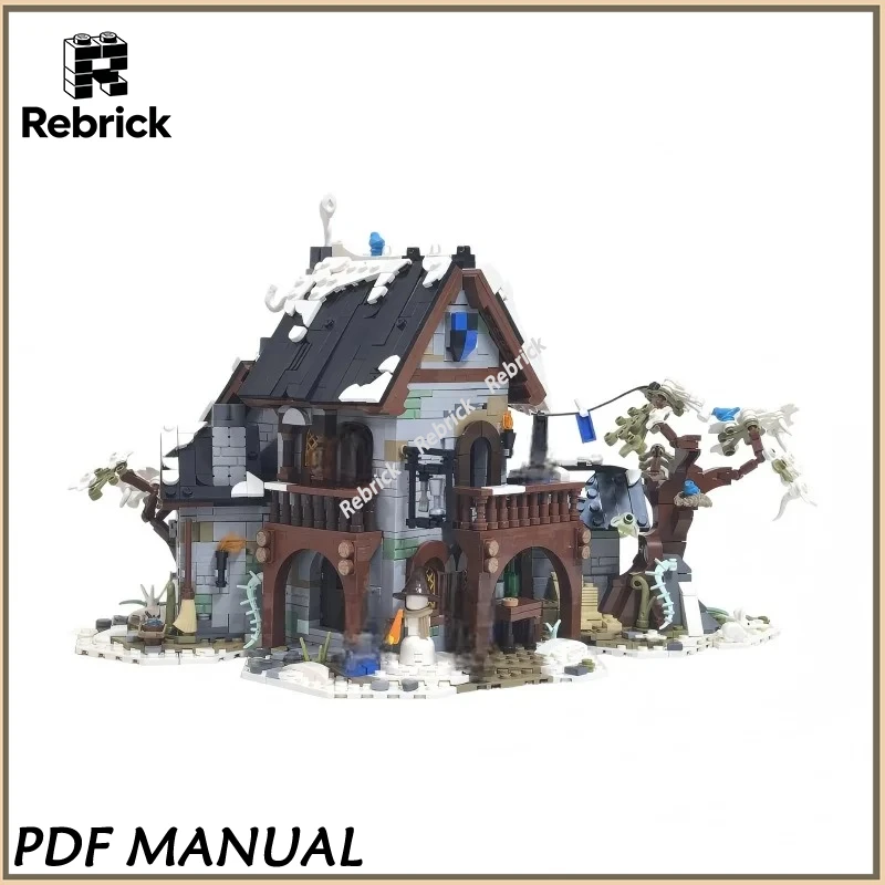 

Конструктор Black Falcon Winter Inn MOC: Средневековый Здание-Модель с Сценой Снежной Бури, Набор для Сборки, Подарок для Взрослых