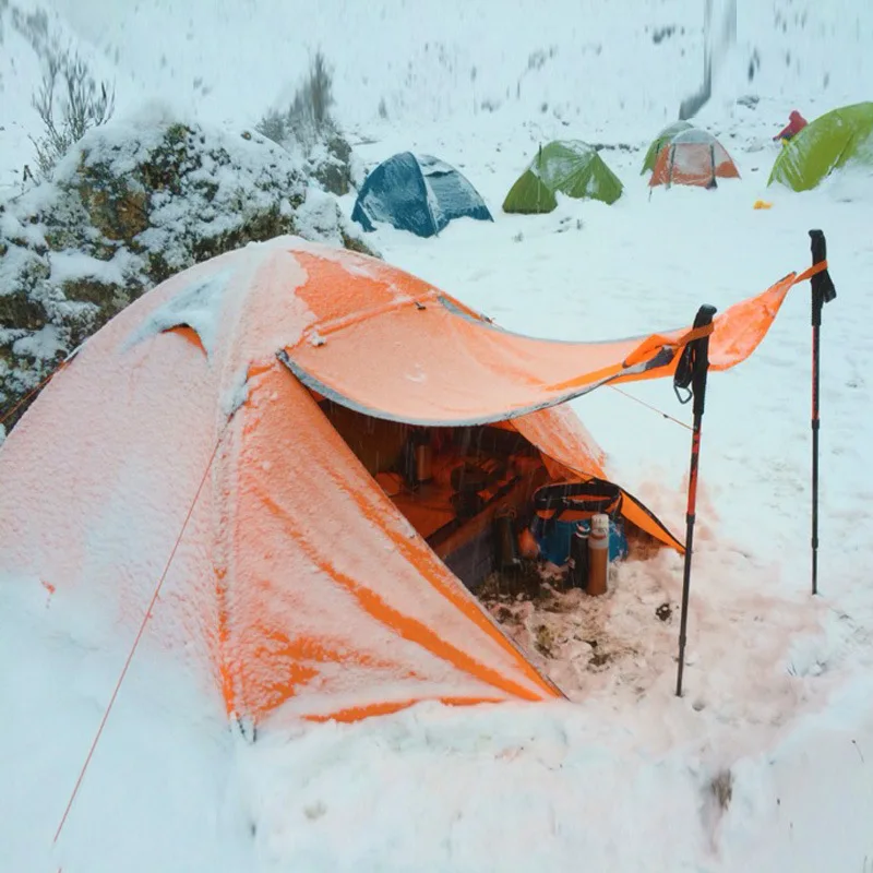 Flytop 2-3persons 4 estações saia barraca de acampamento ao ar livre camadas duplas pólo alumínio anti neve viagem família ultraleve turista