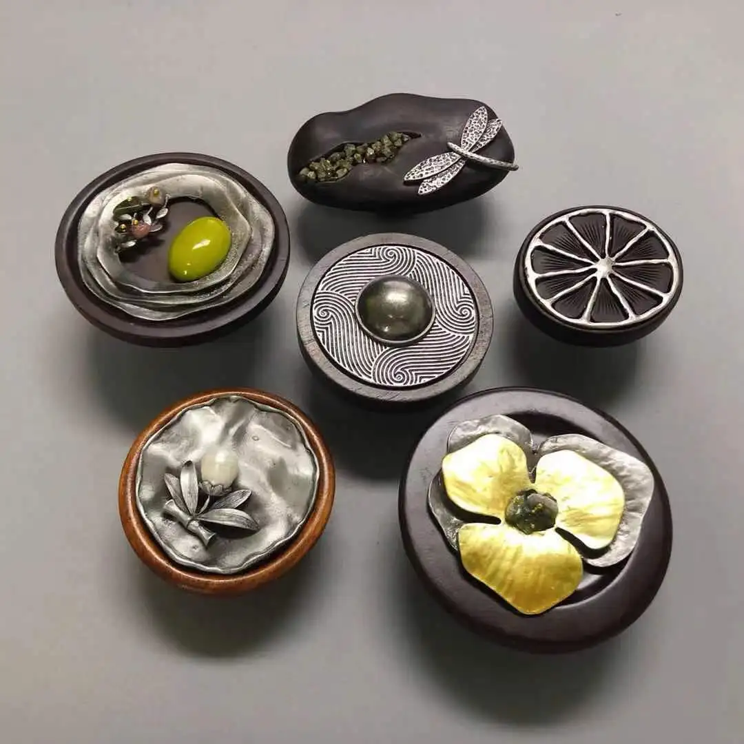 

Handmade Embedded Wardrobe Pulls Drawer Knobs Vintage Large Wooden Kitchen Cabinet Cupboard Closet Handles Round Furniture Knob