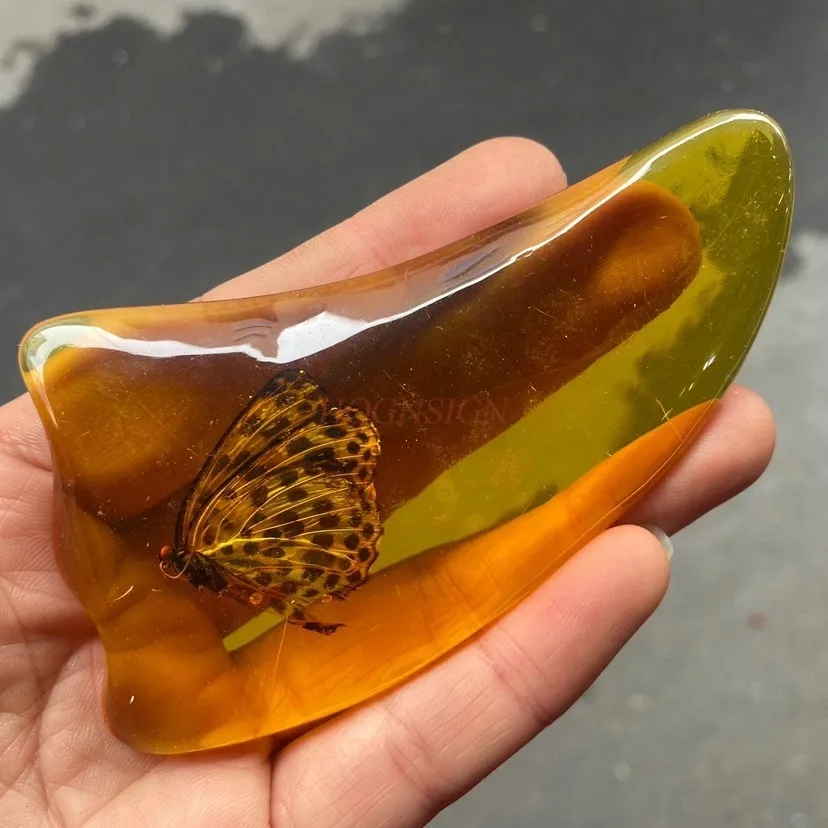 

Скребковая доска для образцов бабочки из искусственного янтаря, универсальный массаж для подтяжки лица, чтобы очистить соскабливание треугольного меридиана