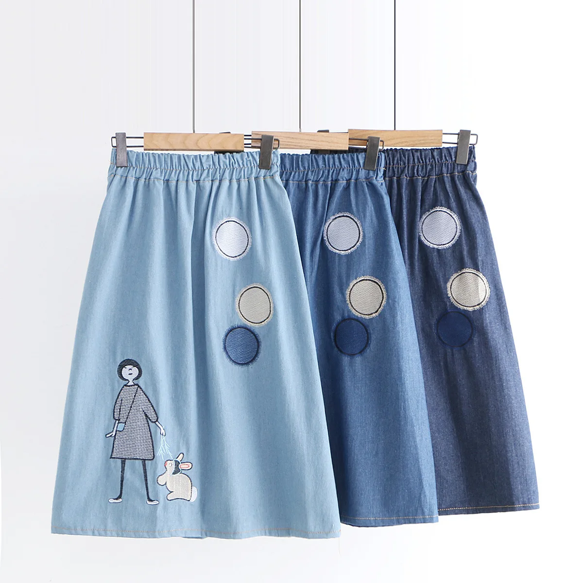 

Summer New High Waist Midi Skirt Women's Faionable A-Line Skirts Summer Cartoon Pattern All-Match Lace Ruffes Skirts