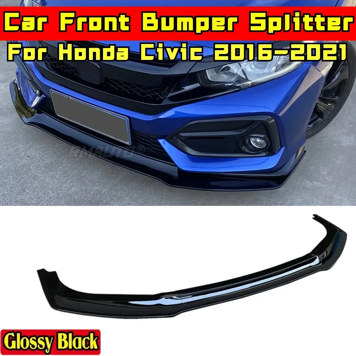 For Honda Civic SI Hatchback 2016-2021 Body Kit Honda Civic Front Bumper Lip Carbon Fiber Look Style Splitter Car Accessories