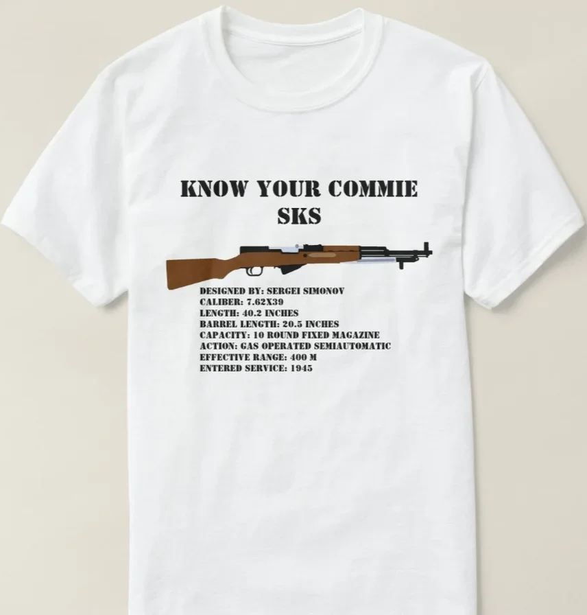 ليس جميع المسدسات الروسية هي بعض أنواع AK. روسيا السوفياتي SKS بندقية تي شيرت جديد 100% القطن قصير الأكمام س الرقبة عادية قميص رجالي #3