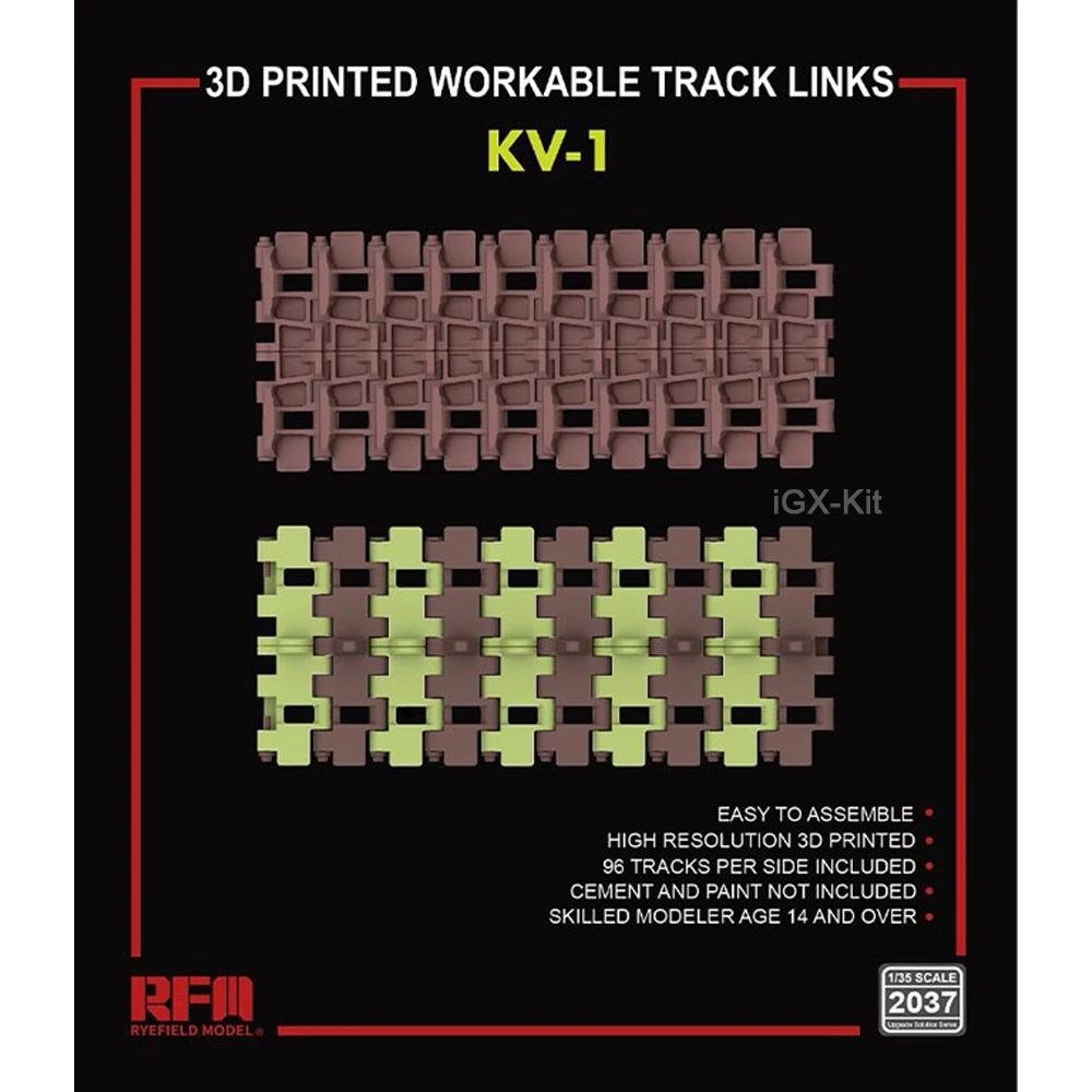 RyeField RM2037 1/35 Scale Upgrade Series Workable Movable Track Link for Kv-1 KV1 Heavy Tank Hobby Craft Assembly Model Kit