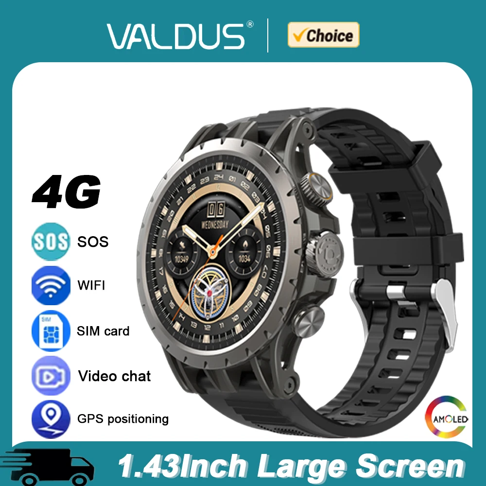 

VALDUS VG54 Смарт-часы SOS AMOLED с SIM-картой HD-камерой Мужчина Женщина 4G Часы GPS WIFI Фитнес Спорт 32G Rom 2025 Новые умные часы