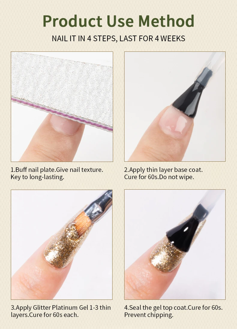 RSNAIL 5g No-Wipe Platinum Gel-Nagellack für den Sommer, reflektierender, glitzernder, metallischer, goldener, silberner Zeichnungs-Liner, Maniküre-Lack – Detail 10