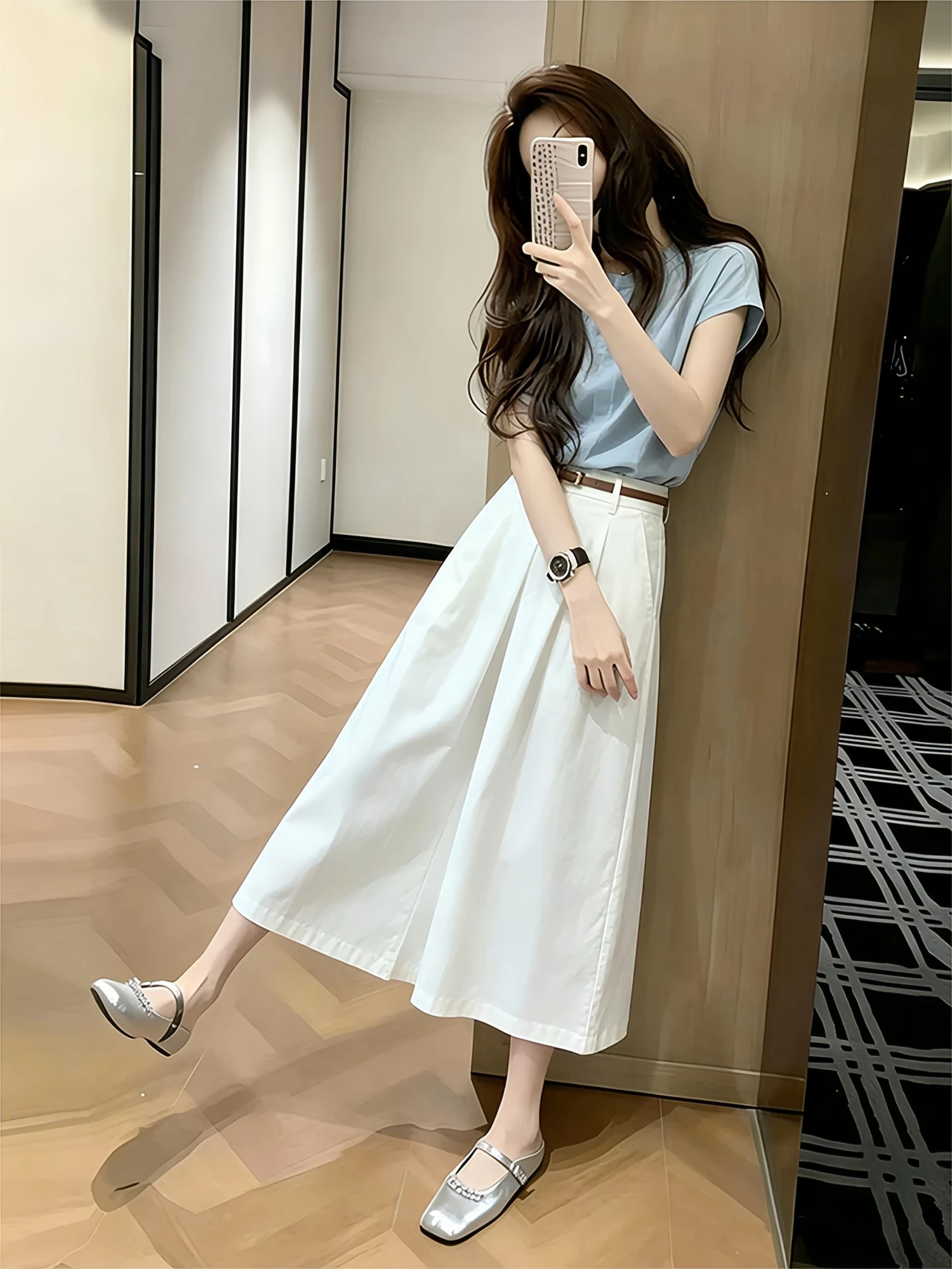 

Casual Chic Women's Two-Piece Set Summer 2026 New Style Half-Sleeve Flying Sleeve High-Waisted Skirt Comfortable Loose Fit T-...