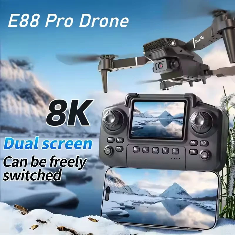 

Новый модернизированный дрон E88 Pro 4K с двойной камерой HD, аэрофотосъемка Дрон с экраном, складной квадрокоптер, радиоуправляемая игрушка для детей, подарки для мальчиков