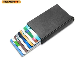 HOMEFISH Smart Wallet Card Holder Metal Thin Men Women Wallets Pop Up Minimalist Wallet Small Black Purse Vallet Walets for Men