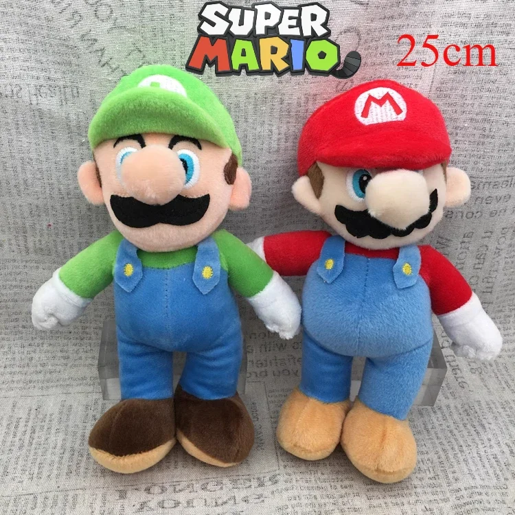 

25cm Super Mario Bros Anime Plush Dolls Classic Game Kawaii Luigi Anime Figure Model Kids Toys Birthday Party Gifts