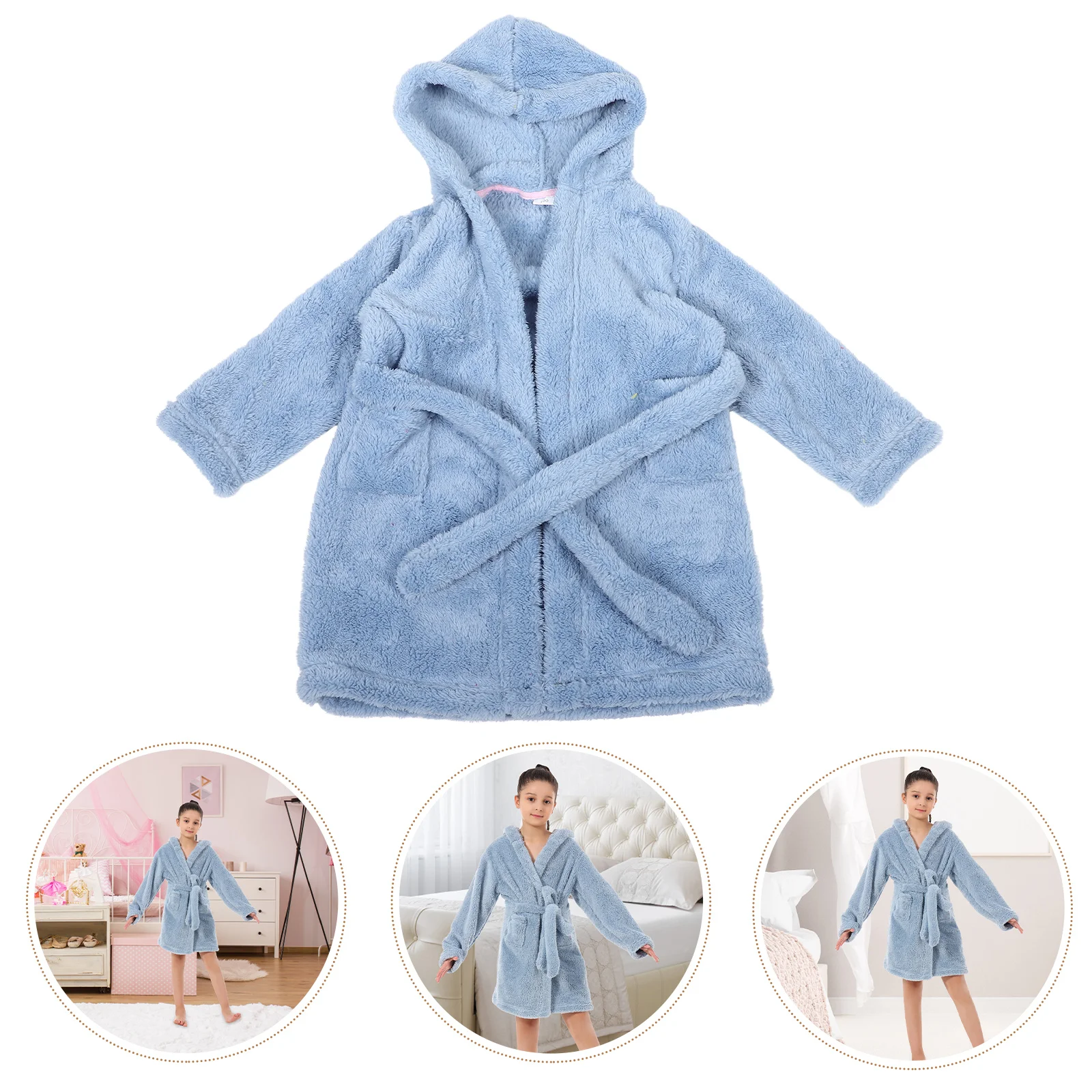 Children's Velvet Pajamas Girls Robe Baby Bath Towels Kids Robes for Cute Beach Hooded Babies Washcloths