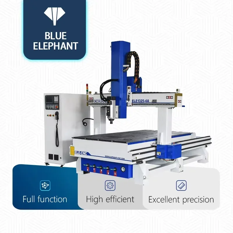 Blue Elephant CNC 4 Axis ATC Wood CNC Carving 3D Sculpture Machine Complex Shape Processing for Plywood MDF