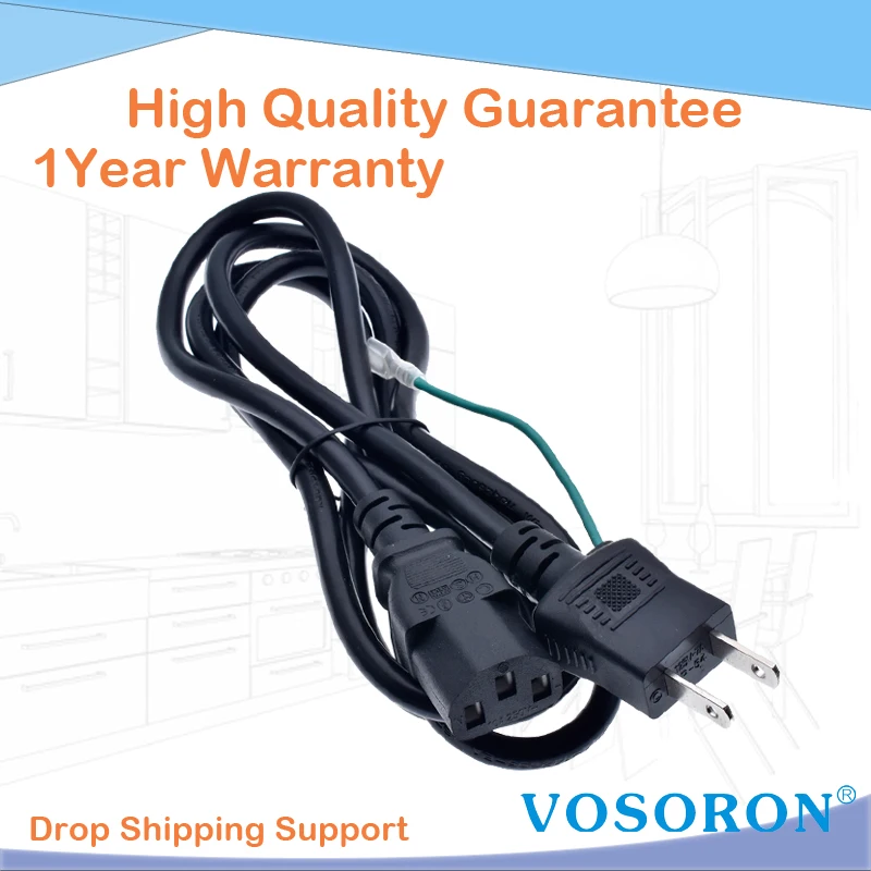 Japan Power Cord with Ground Janpanese 2 Prong Plug To IEC320 C13 Extension Cable for PC/Monitor/Printer 10A 125V