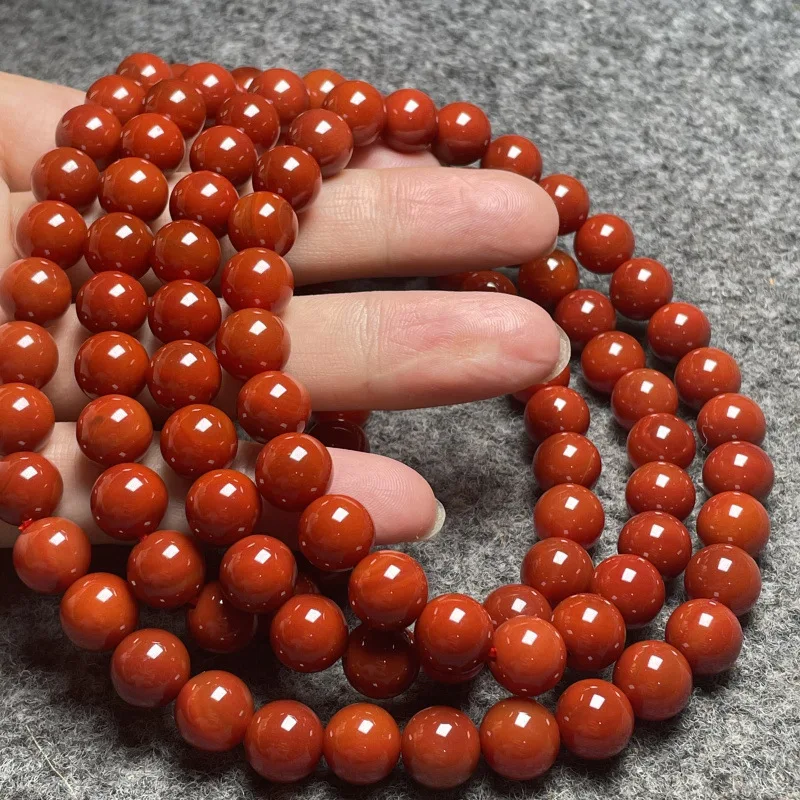 

Full Meat Natural South Red Agate108Nine Beads Bracelet Persimmon Red Cherry Red Ore Agate Jewelry