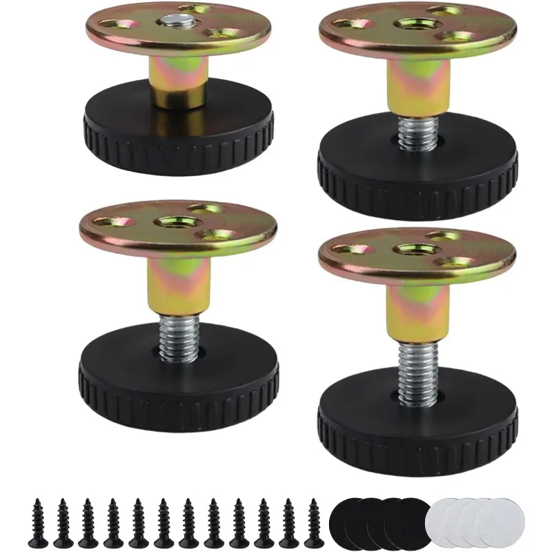 4Pcs Carbon Steel Furniture Feet Height Adjustable30-40mm,Screwed or Self-Adhesive, for Chairs, Tables, Cabinets and Sofas