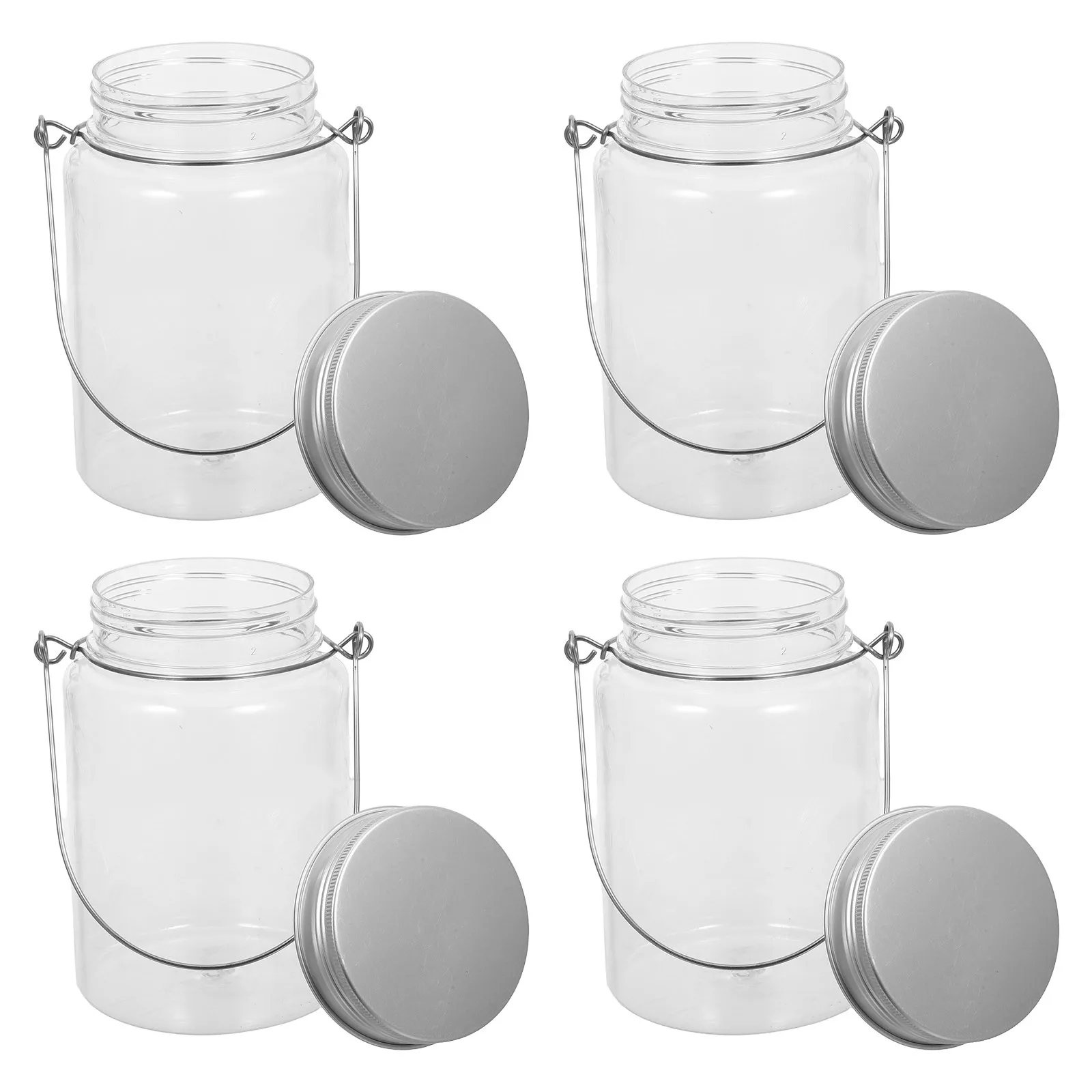 

4Pcs Clear Plastic Mason Jars Airtight Transparent Candy Snack Storage Containers Small Jars for Crafts Travel