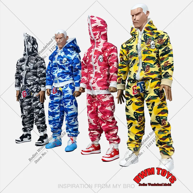 

GOON×GTB YE Toys 1/6 Original Camouflage Soldier Skull Zippered Jacket Loose Pants Sportswear Model Full Set 12" Action Figure