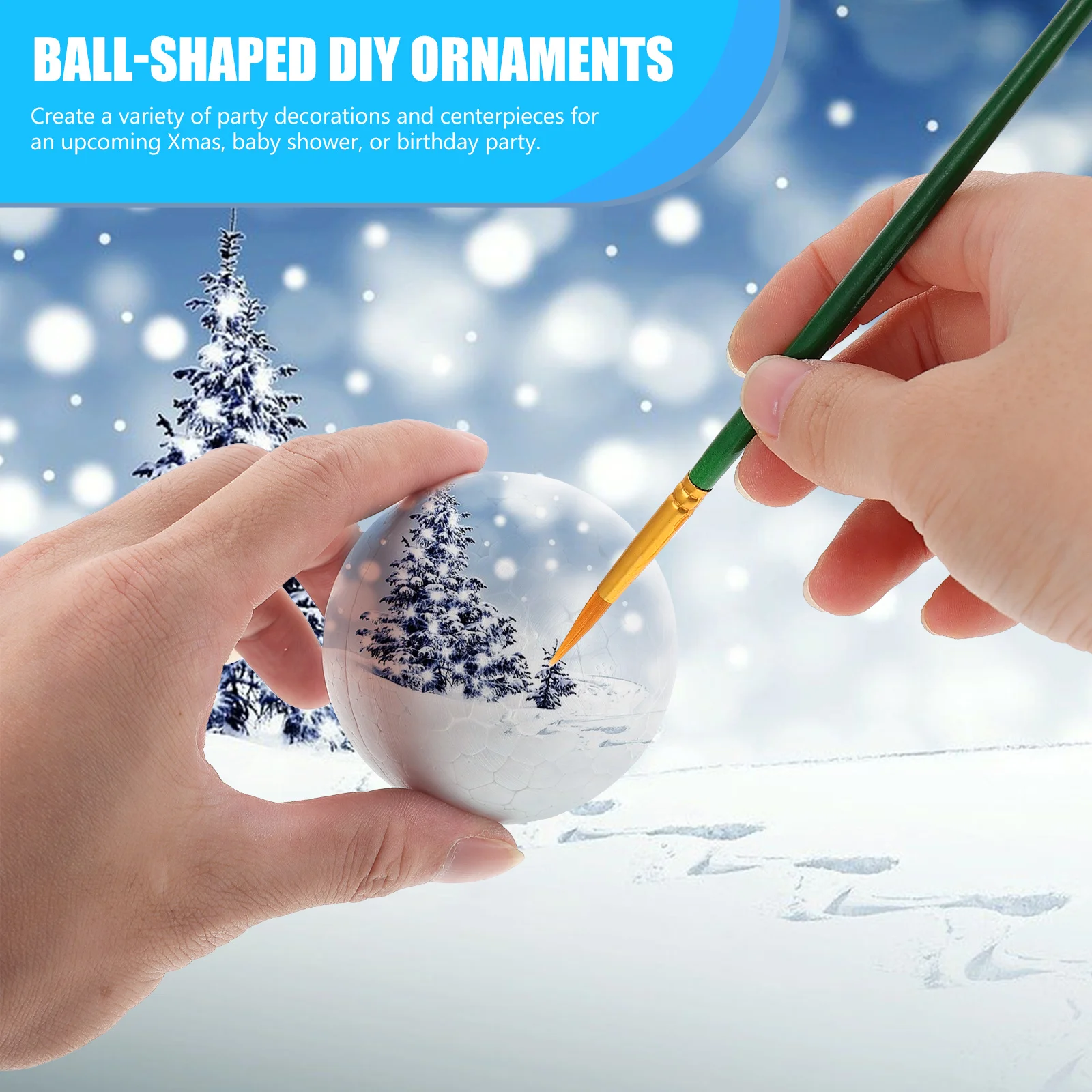 

20pcs Foam Ball Diy Craft Unfinished White Embryo Balls For Kids Painting Graffiti Xmas Ornament Decor Christmas Party Supplies