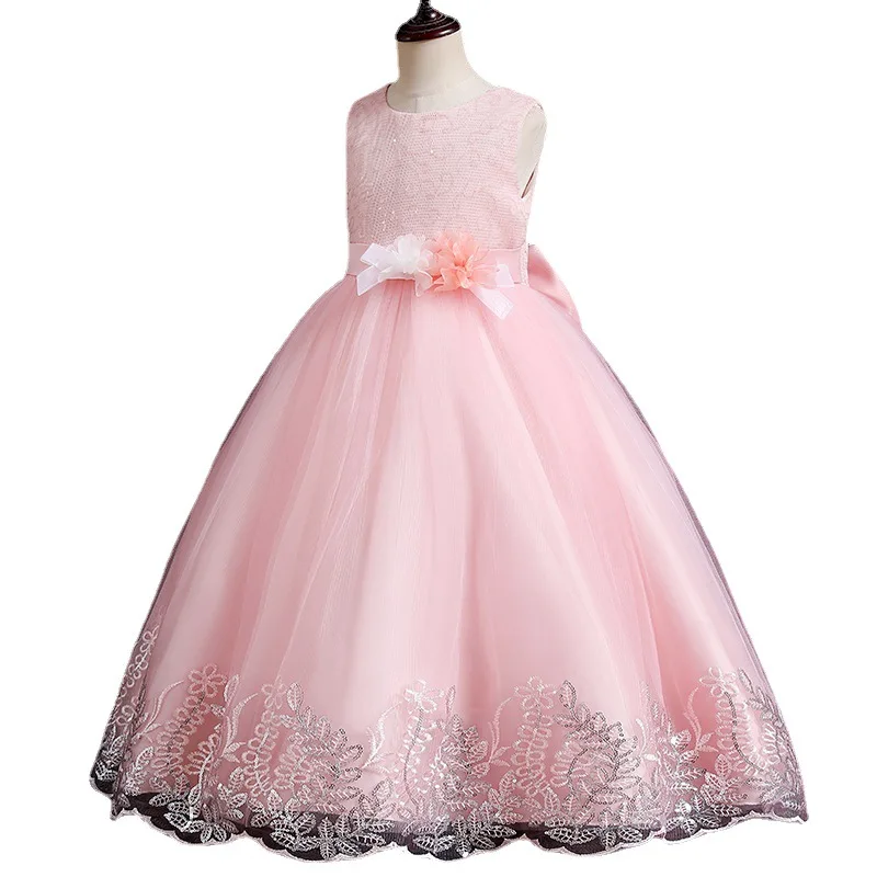 For 3-12Y Kids Girls Bow Tie Princess Dresses vestidos Baby Girls Dress Children\'s Clothes Carnival Costume Infant Party Dress