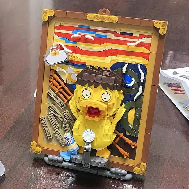 Famous Oil Painting Building Blocks DIY Creative Cartoon Screaming Duck Painting Ornaments Adults and Children Toys Gifts