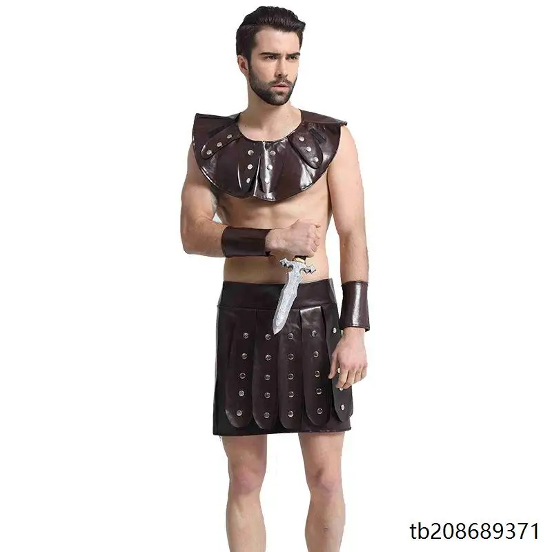 زي نسائي للهالوين على شكل محارب روماني قديم أو إسبرطي، مثالي لحفلات التنكر وإعادة تمثيل الأحداث التاريخية