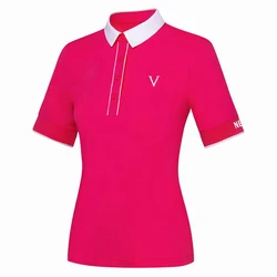 Summer New Ladies Golf Sports Shirt Contrast Short sleeved T-shirt Outdoor Casual Quick Drying Slim Fit Polo Shirt Versatile Top
