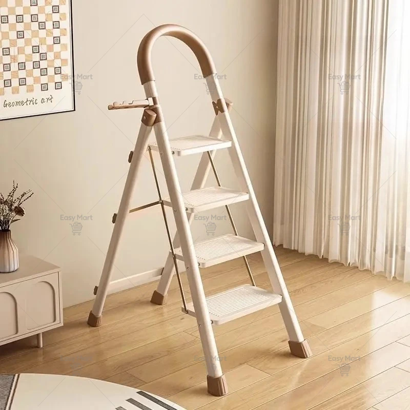 Multifunctional carbon steel telescopic indoor folding household thickened herringbone ladder climbing stairs