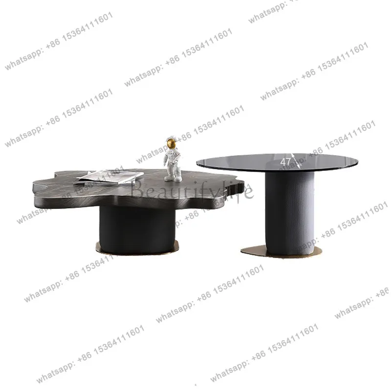 

Italian minimalist coffee table modern light luxury Nordic style special-shaped rock plate coffee table