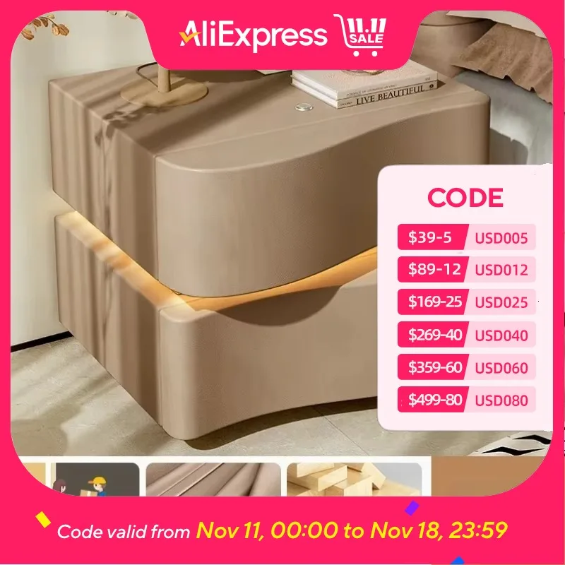 منضدة تخزين جمالية لغرفة النوم الاسكندنافية تصميم حديث طاولة بجانب السرير فاخرة أثاث فندق من الخشب البسيط Mesitas De Noche #1