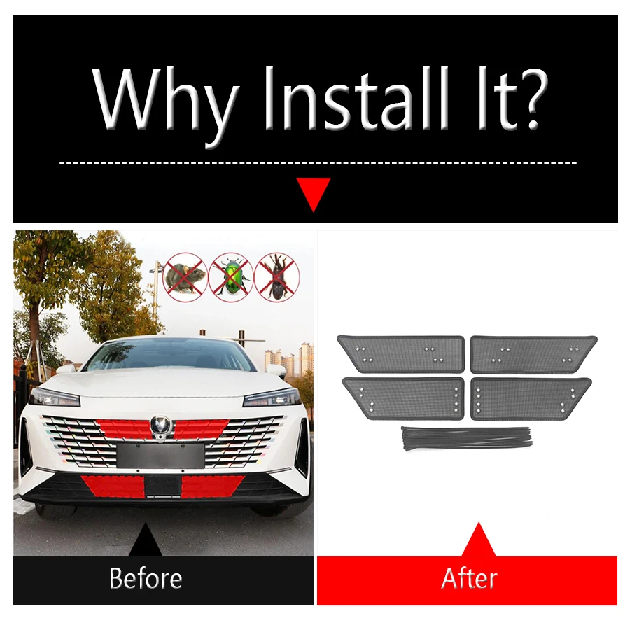 

Передняя решетка автомобиля, сетка от насекомых, экранирующая вставка, сетка, аксессуары для внешней модификации для Changan Lamore 2023 2024 2025