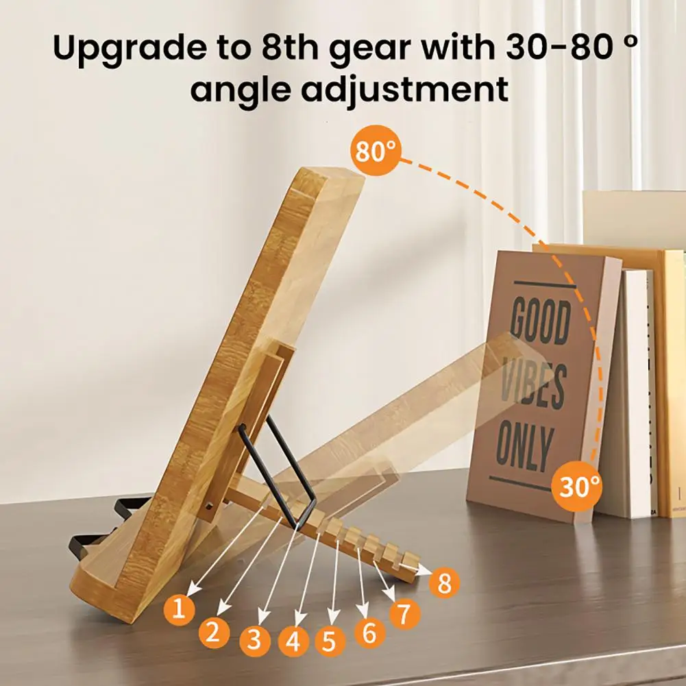 Adjustable Book Holder Adjustable Wooden Book Stand for Reading Hands-free Cookbook Holder Stable Tablet Document Display Tray