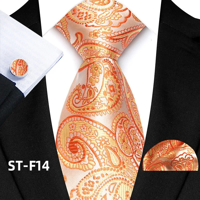 Florales Paisley-Krawattenset für Herren, Vintage-Krawatte, Taschentuch, Manschettenknöpfe, Set für Herren, klassische Anzugaccessoires, hochwertige Gravata – Detail 19