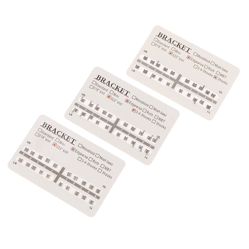 20 unids/set Dental ortodoncia Mini soporte de Metal Edgewise 3 con gancho 3 4 5 con ganchos/sin gancho