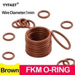 Brown FKM O Ring Seal, High Temperature and Corrosion Resistance, Fluorine Rubber O-Rings Outer Diameter 3-58mm WD 1mm