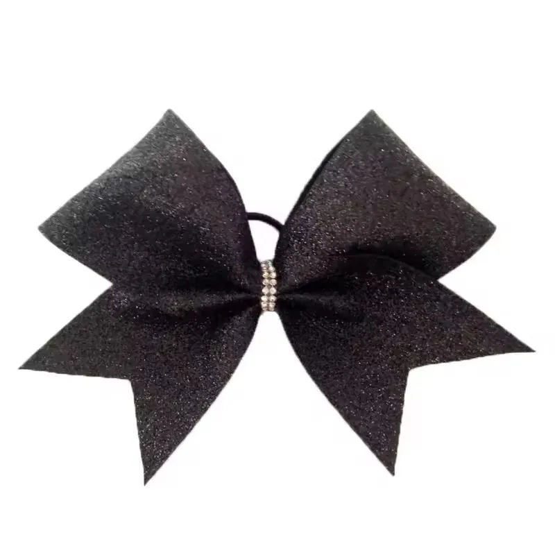 wholesale 100pcs/ Glitter Cheer Bow Blue Silver Cheerleading Dance Hair Bow 7.5inch hair bow with Elastic rubber band