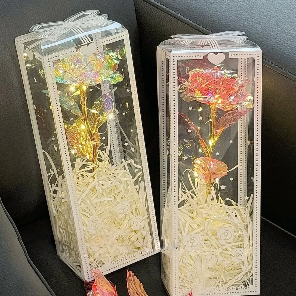 New Simulated Simulated Rose Sparkling LED Wedding Gifts with Packaging Box Gift Decorations Teachers ' Day