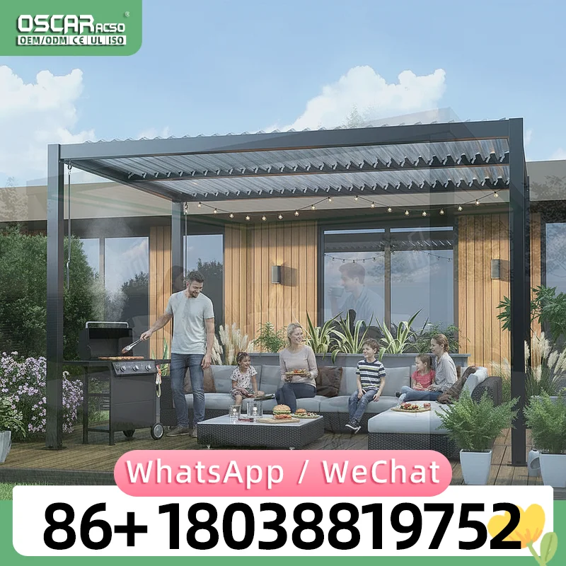 Motorized Louvered Aluminum Pergola for Outdoor Patio Balcony Rainproof Bioclimatic Design pergola