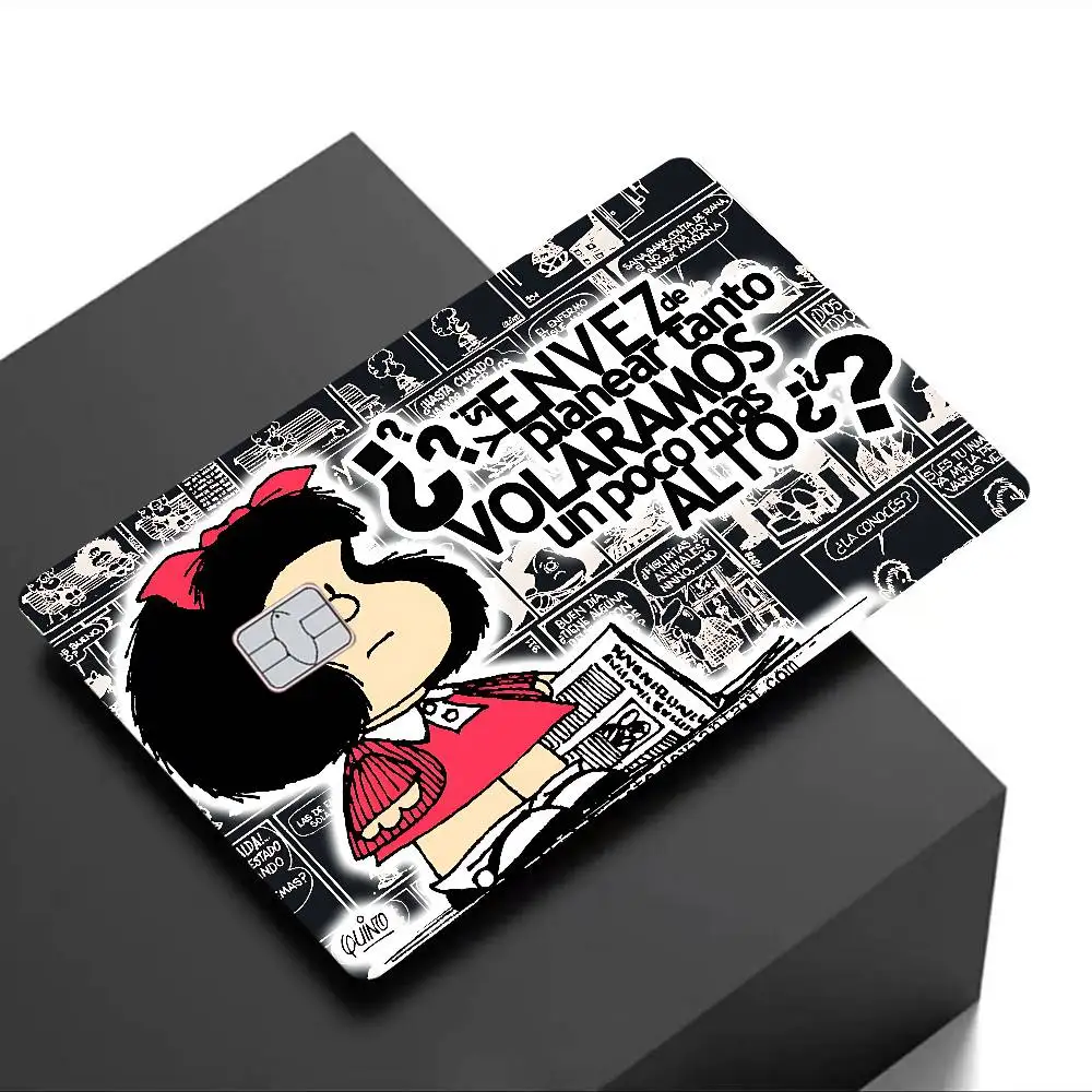 غطاء جلدي لفيلم ملصق M-Mafalda Girl Anime لبطاقة الائتمان وبطاقة الخصم البنك الأمامية