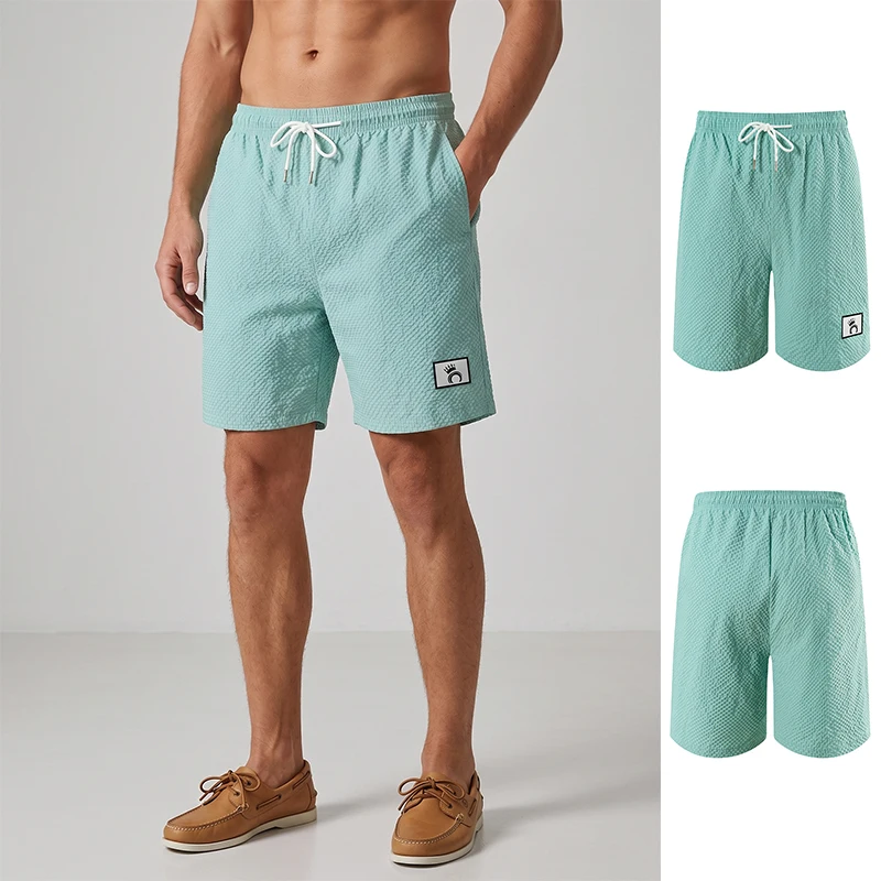 Herren 5 Zoll Seersucker Strandshorts Sommer Casual Schnelltrocknende Boardshorts mit Seitentaschen Strandkleidung Badebekleidung Schwimmshorts