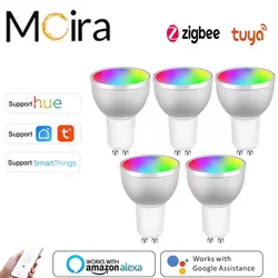 1/3/10Pcs Zigbee Smart Home LED Bulb Spot Night Light Lamp 5W GU10 RGBCW Tuya Smartthings Works Alexa Google Home Hue-Compatible