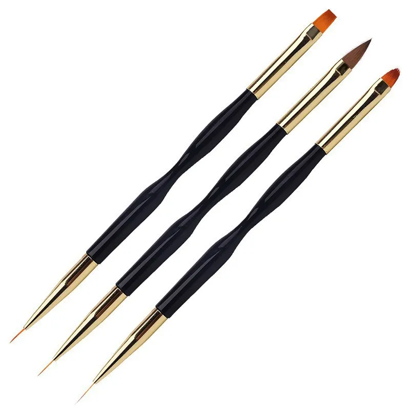 3PCS French Stripe Nail Art Liner Brush Set Tips Ultra-thin Line Drawing Pen Dual End UV Gel Painting Brushes Manicure Tools