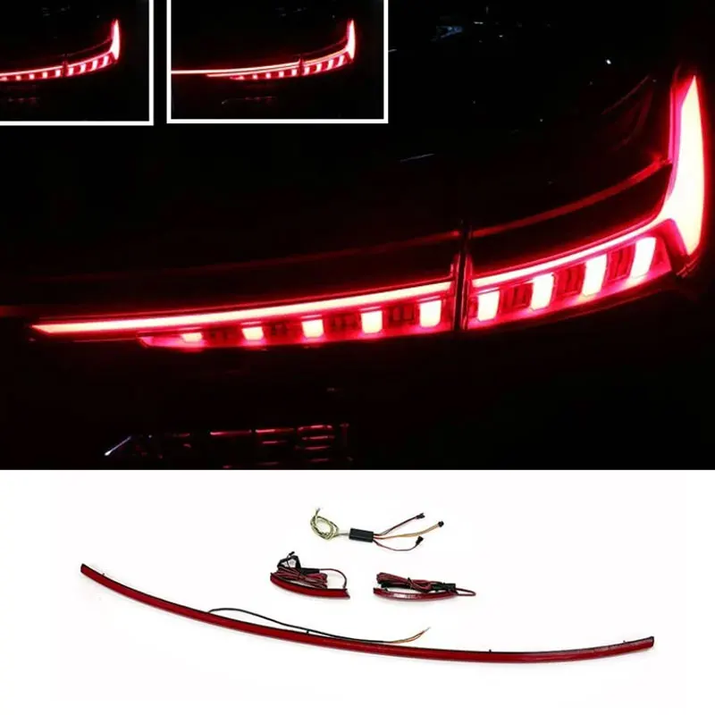 لأودي A6L من خلال نوع أضواء خلفية A6 2019-2021 ترقية C8 دليل بصري LED الديناميكي المتدفق ضوء الذيل مصباح اكسسوارات السيارات