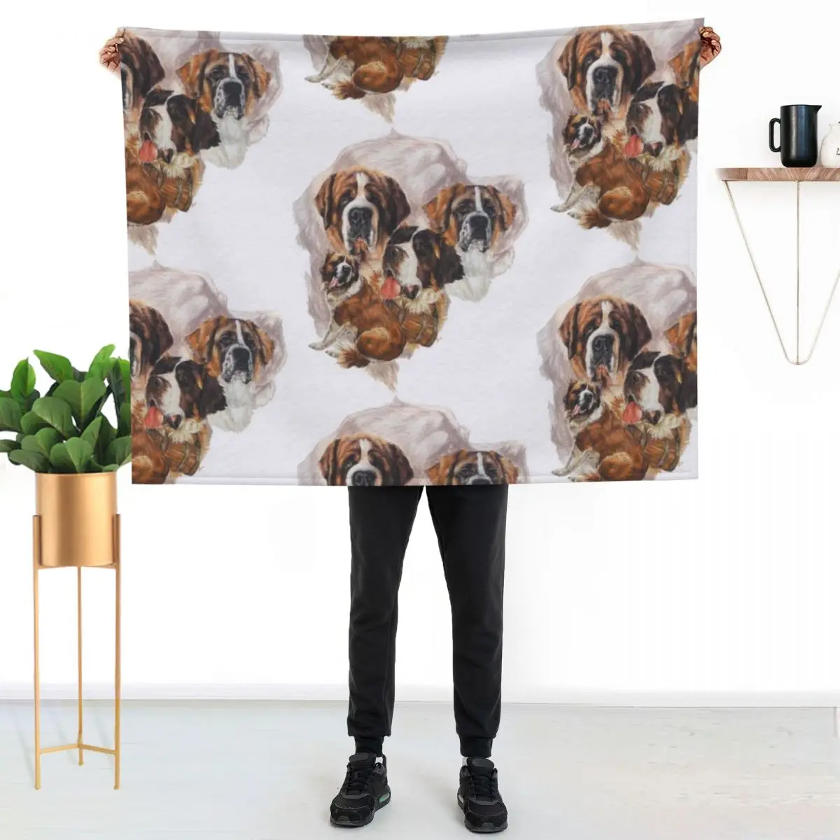Saint Bernard Grouping Throw Blanket Winter beds Cute Decorative Beds Summer christmas decoration Furrys Blankets