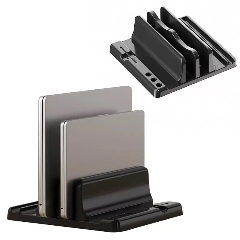 Vertical Laptop Stand Multi Slot Notebook Storage Holder Adjustable Width Desktop Space Saving Tablet Book Organizer