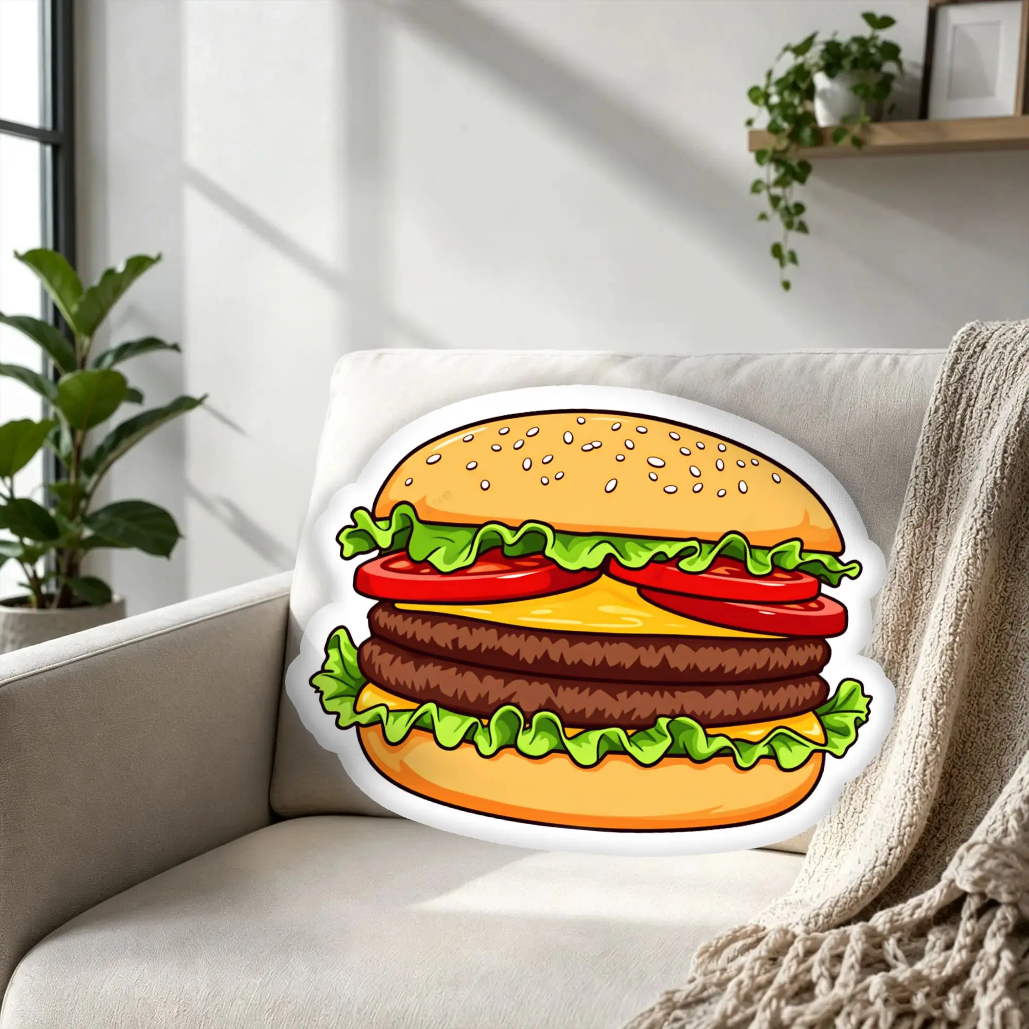 Customized Photo Funny Tasty Hamburger Pillows Humorous Trendy Snack Pillow Home Decoration